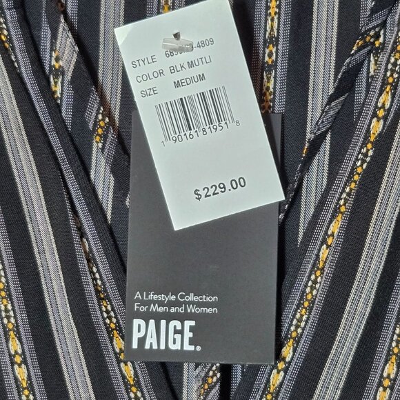 Paige Kaylynn Striped V-Neck Drawstring Waist Ruffle Dress M NWT - Picture 6 of 10